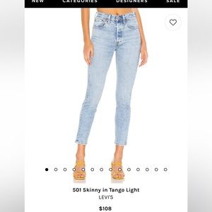 Levi’s 501 skinny tang wash jeans 29 X 28